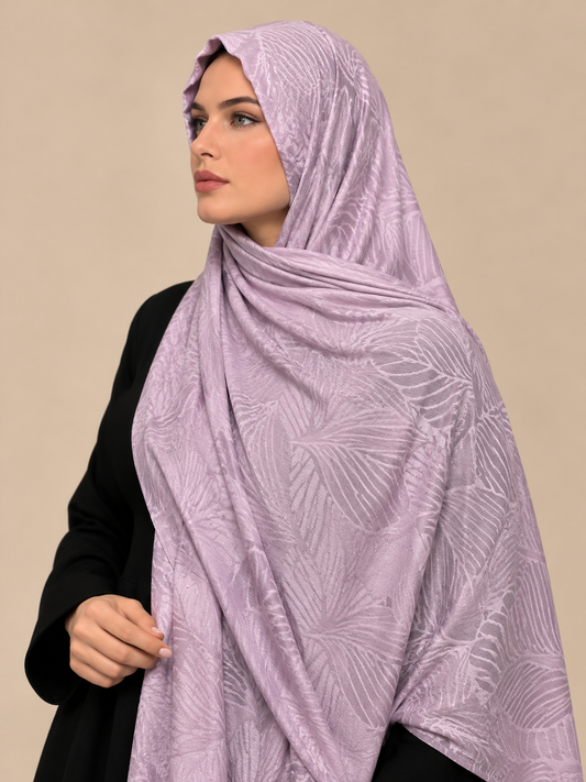 Lilac Leaf Jacquard Hijab