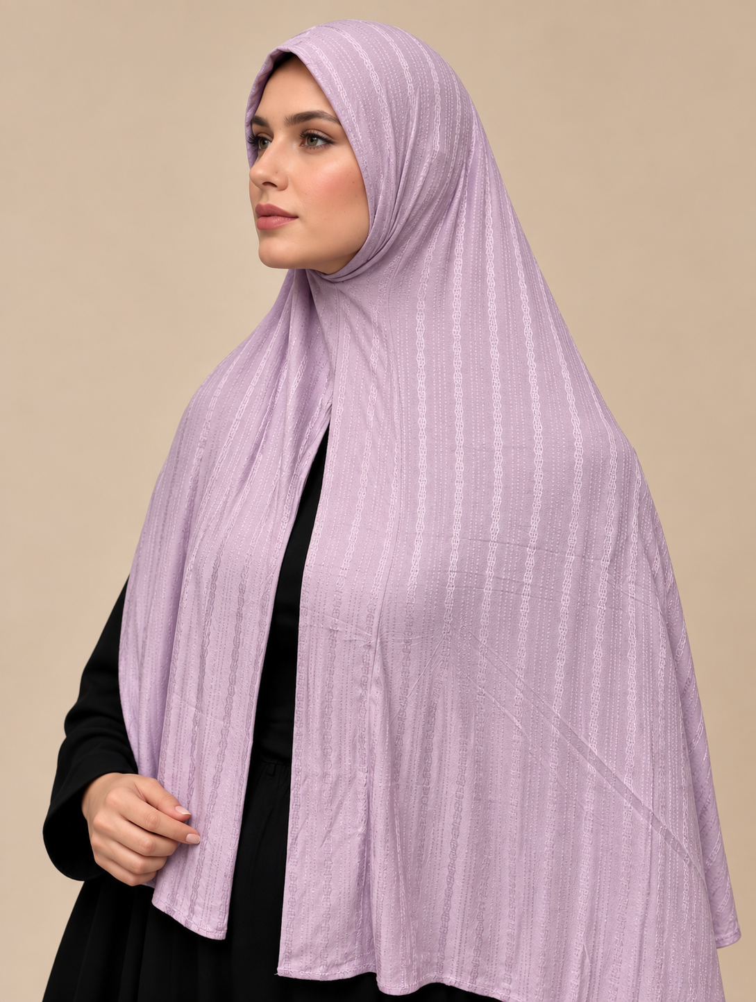Lilac Stripe Textured Hijab