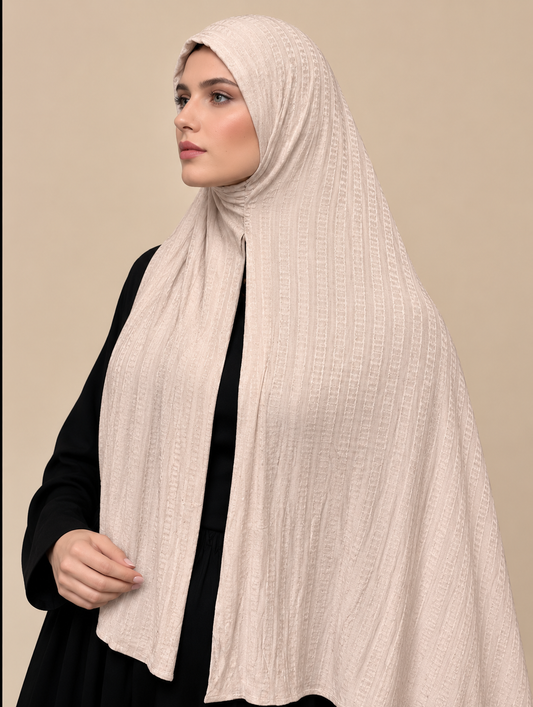 Ivory Textured Hijab