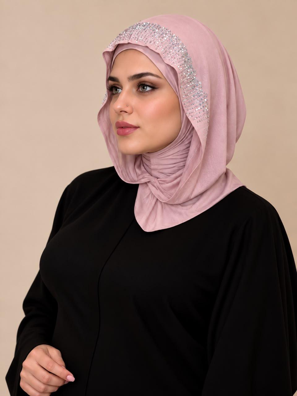 Cotton Hoddie Hijab With Strass