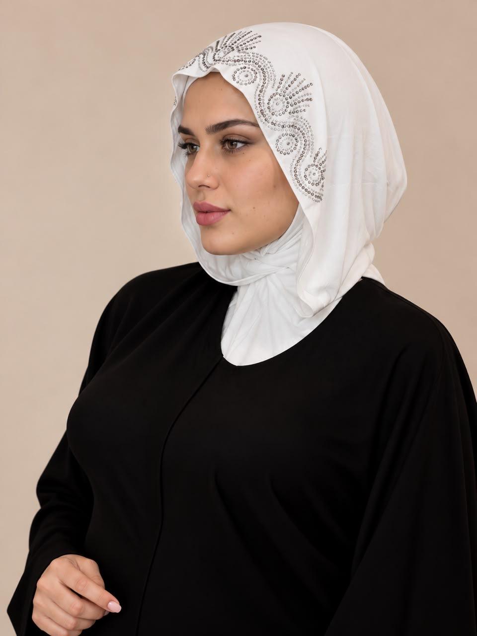 Cotton Hoddie Hijab With Strass