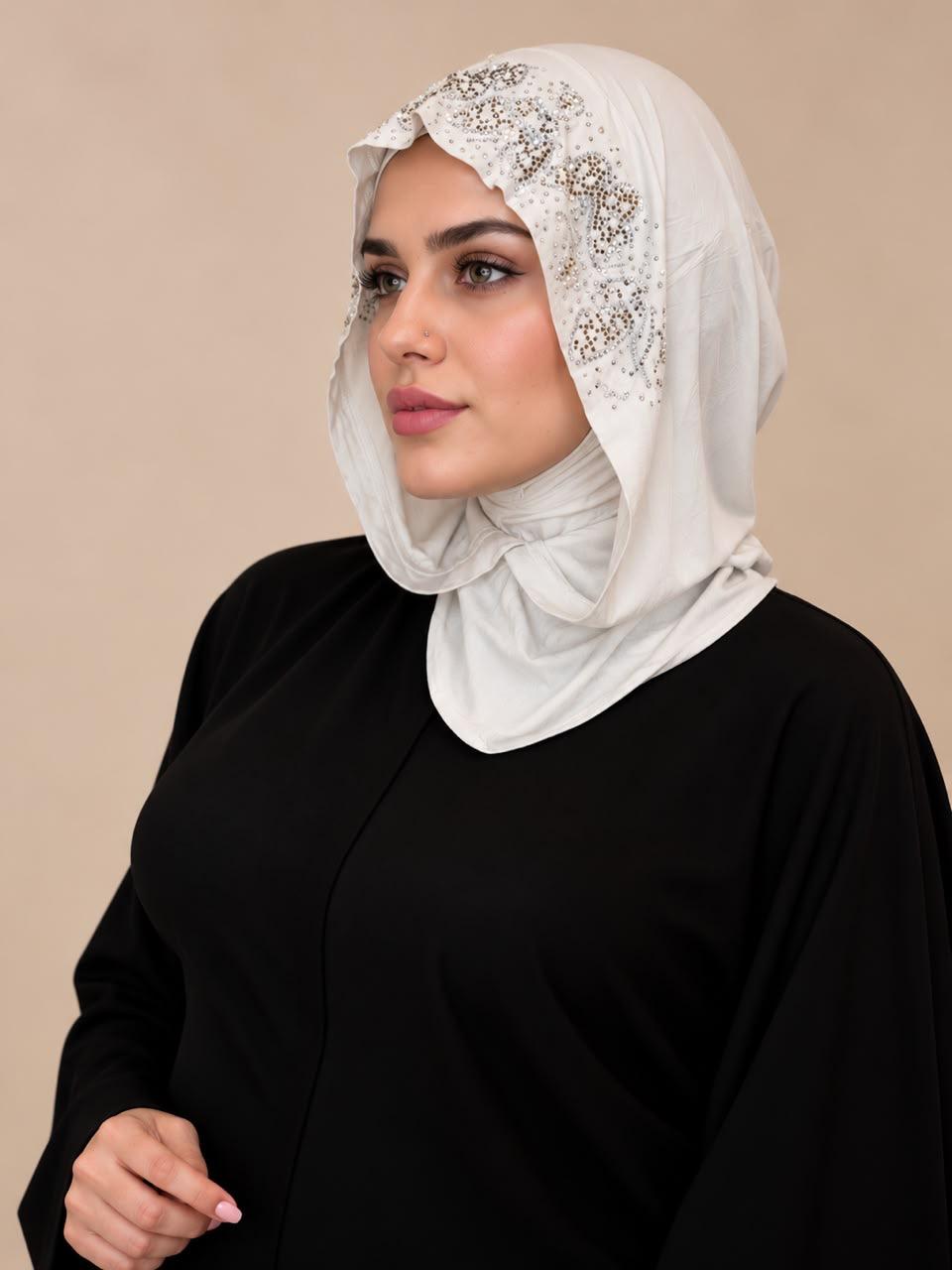 Cotton Hoddie Hijab With Strass