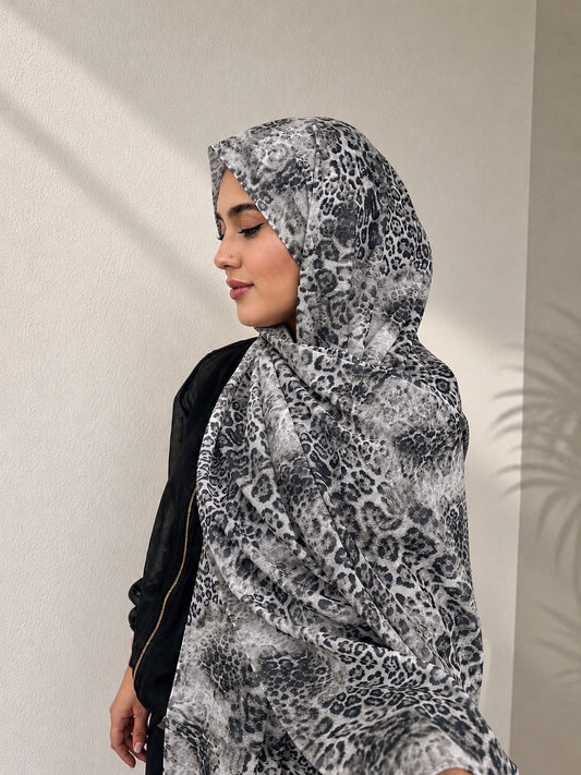 Grey Safari Crepe Hijab